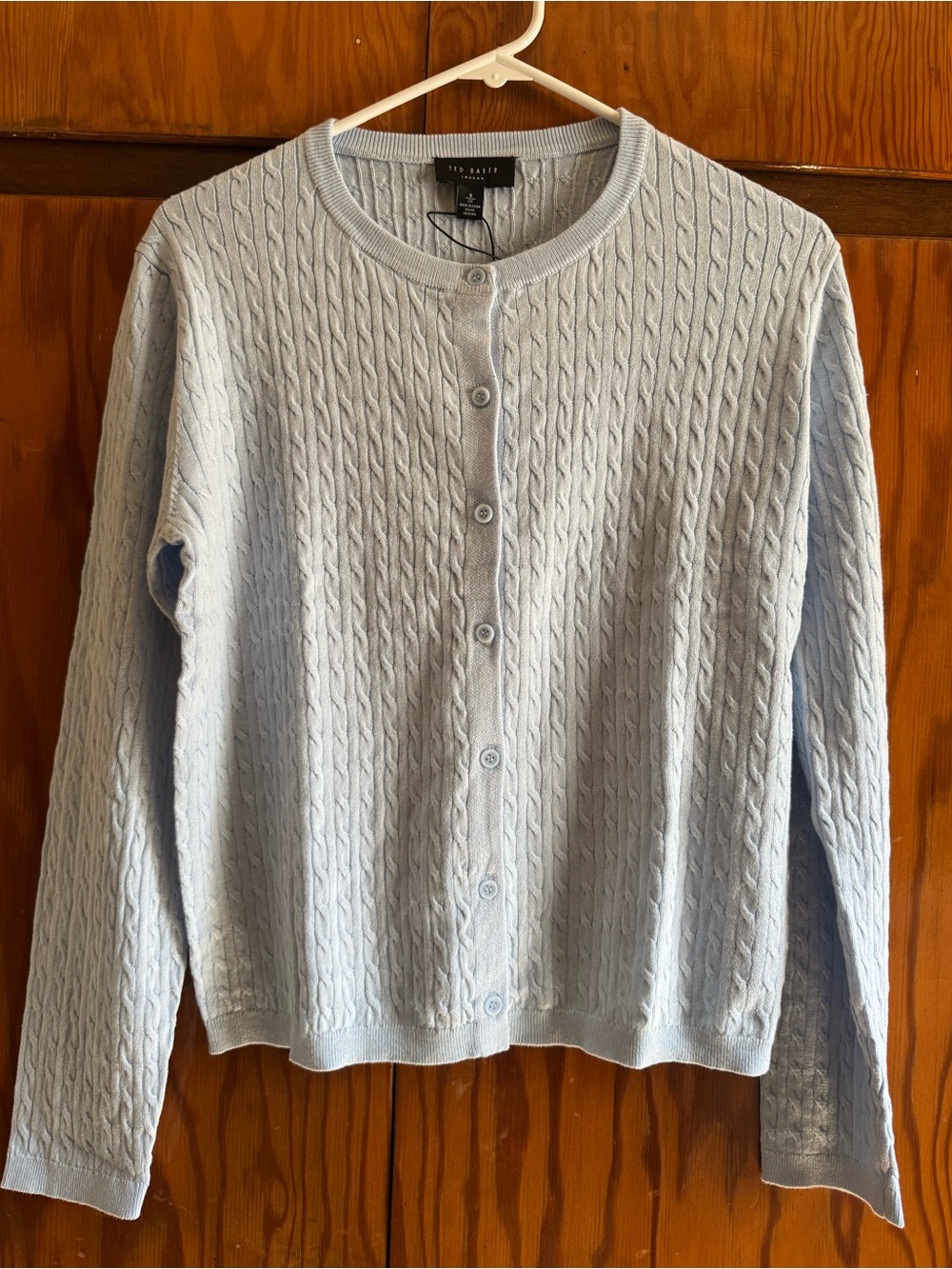 Ted Baker Pale Blue Cable-Knit Button Cardigan